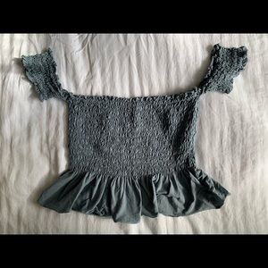 URBAN OUTFITTERS dusty blue peplum crop top